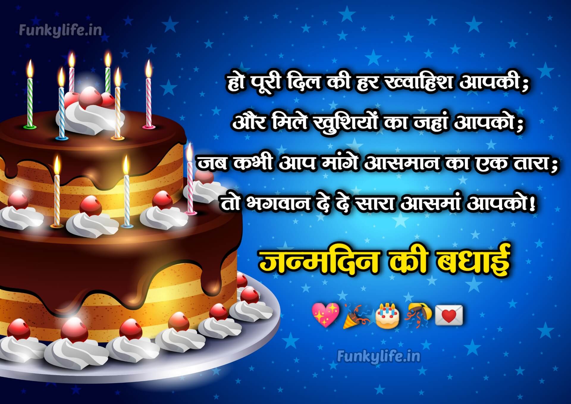 Happy Birthday Wishes In Hindi Shayari with sweet cake