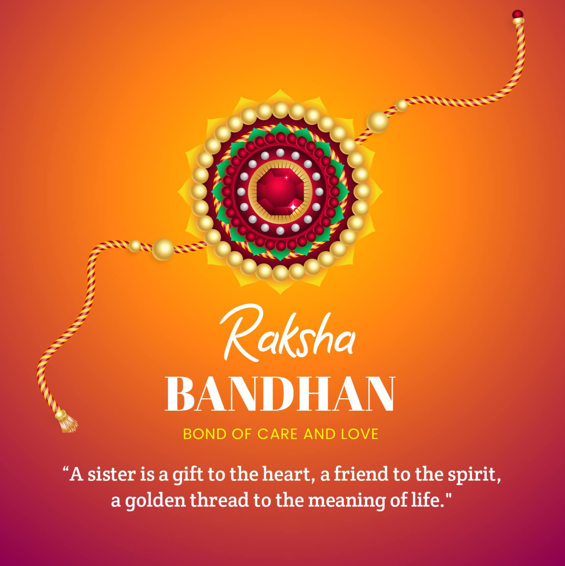 Raksha Bandhan wishes card for sister