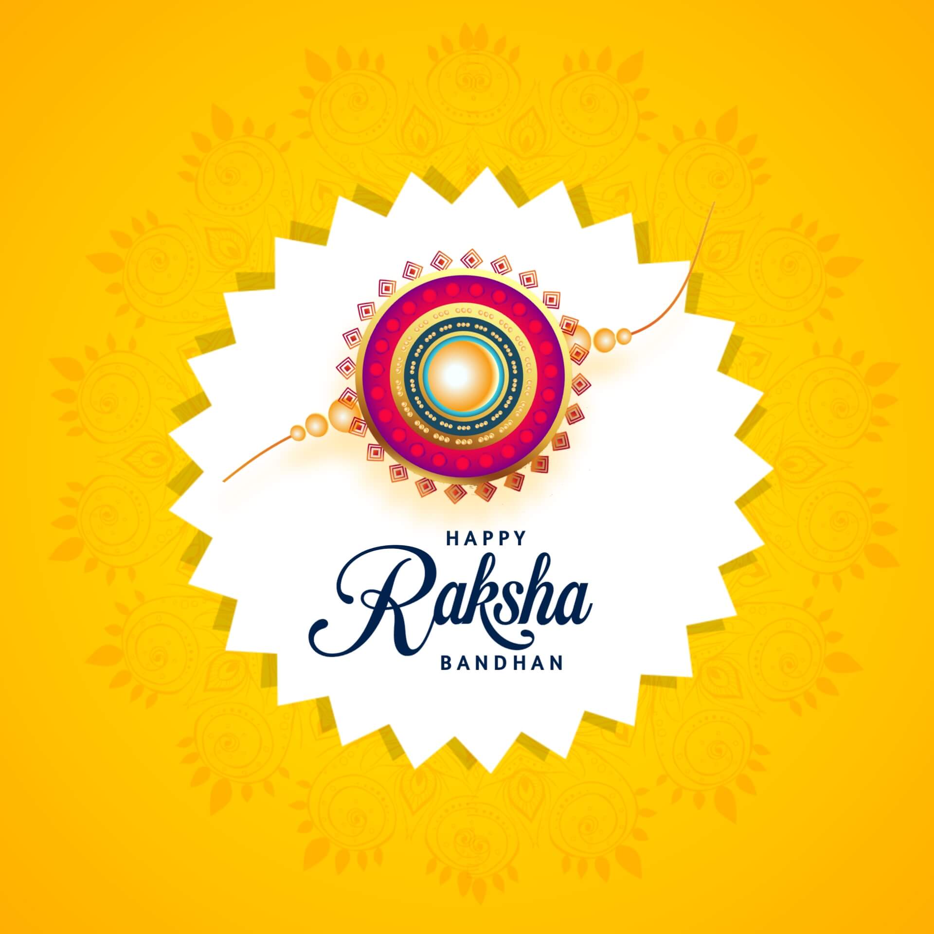 Happy Raksha Bandhan Image with Yellow Background