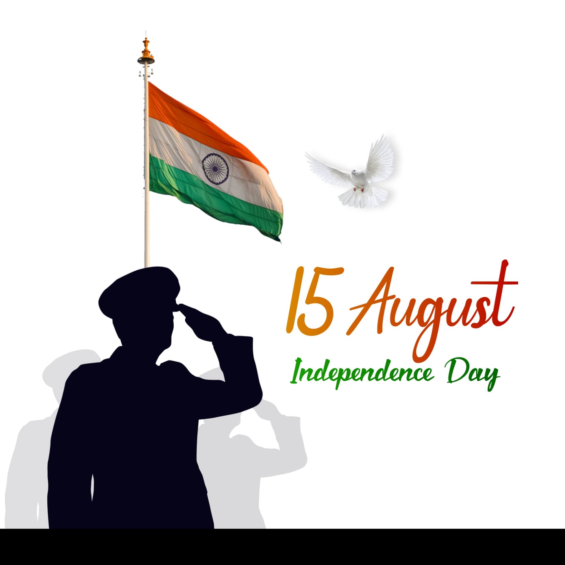 15Th August Happy Independence Day With National Flag HD Wallpaper