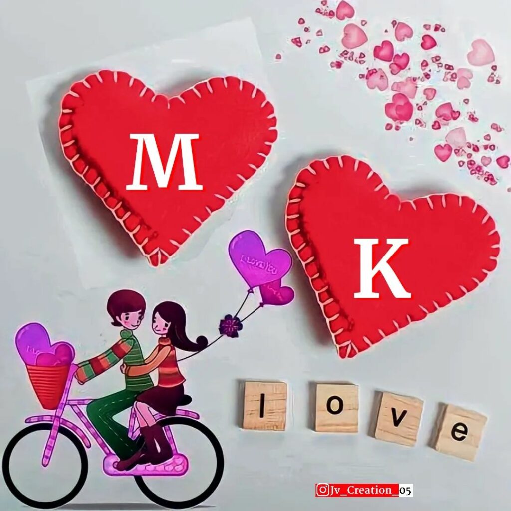 M & K Letter Love WhatsApp DP