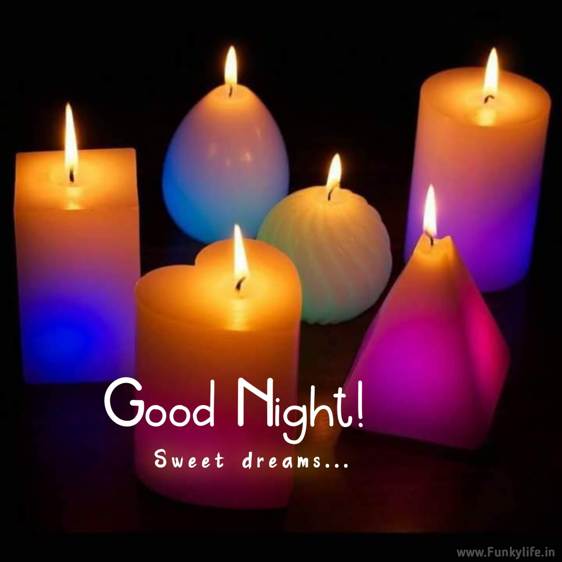 Colorful candles Good night image