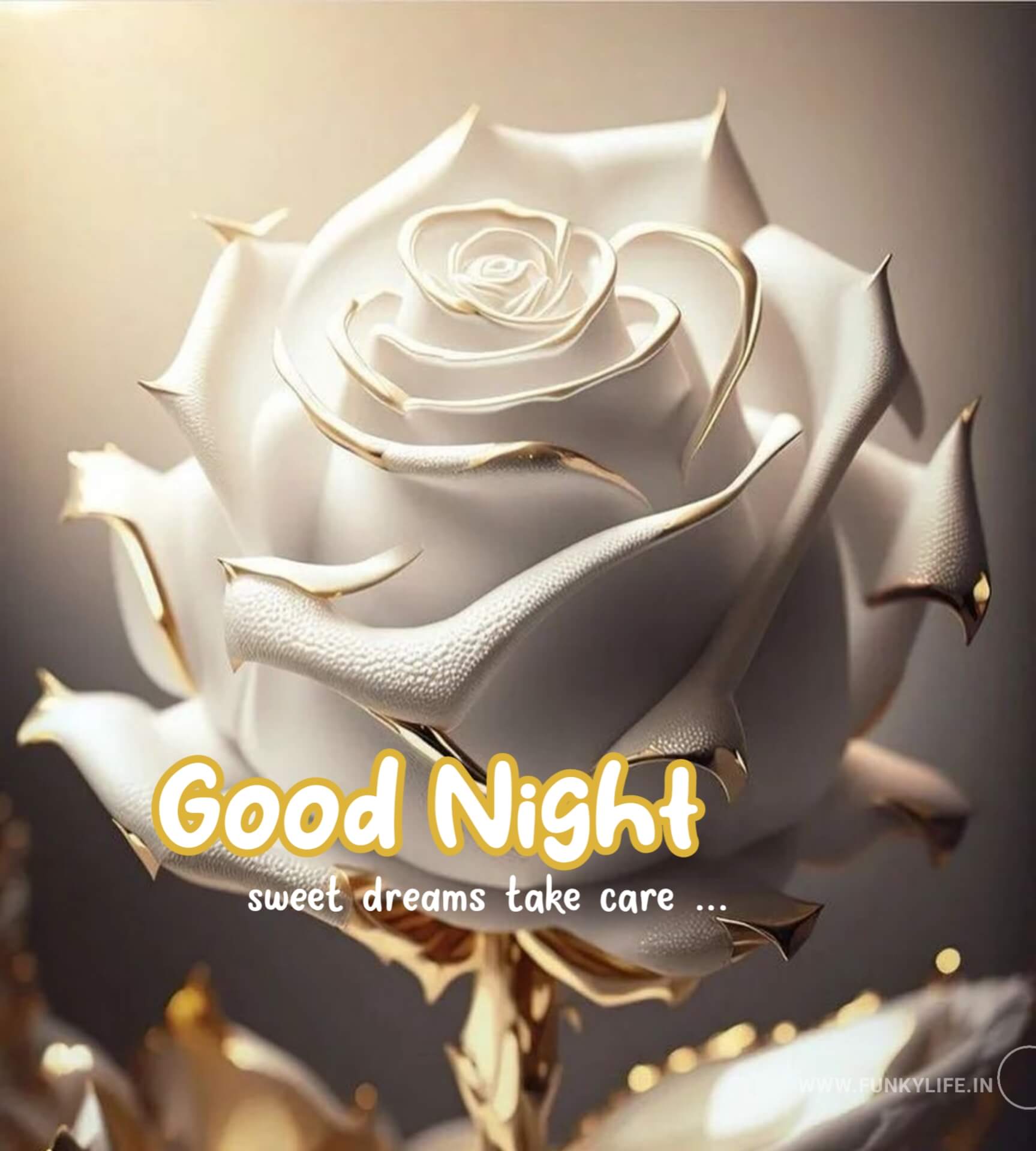 White Gold Flower Good Night Image