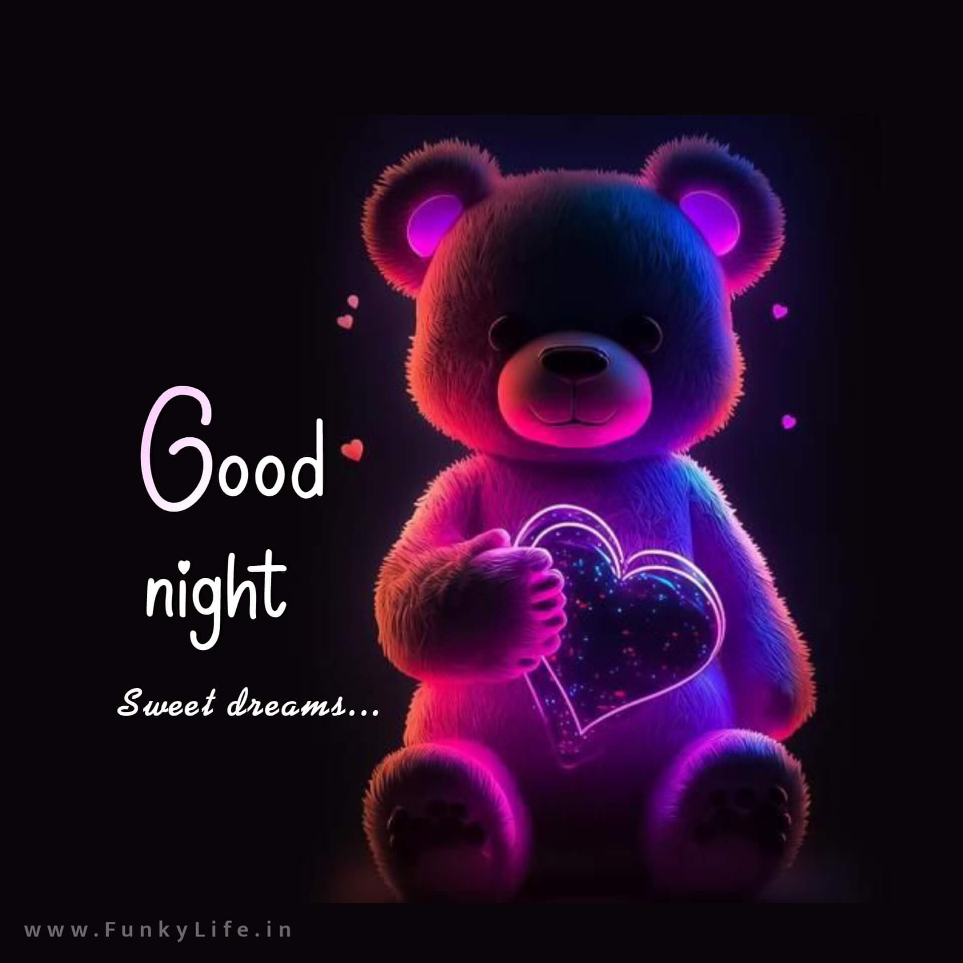 Neon teddy bear Good Night Image