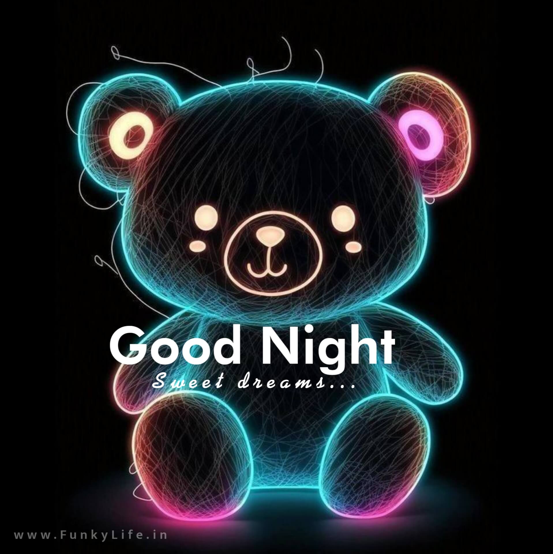 Neon Teddy Good Night Image