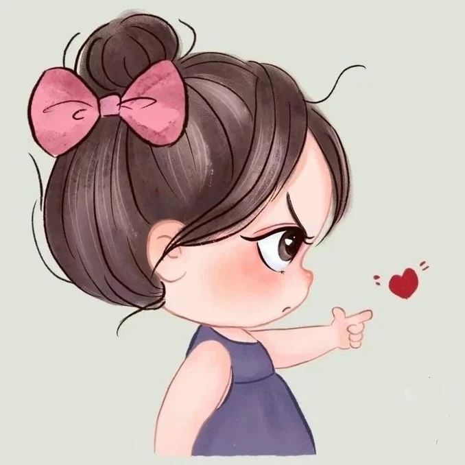 Cute cartoon Girl love WhatsApp DP