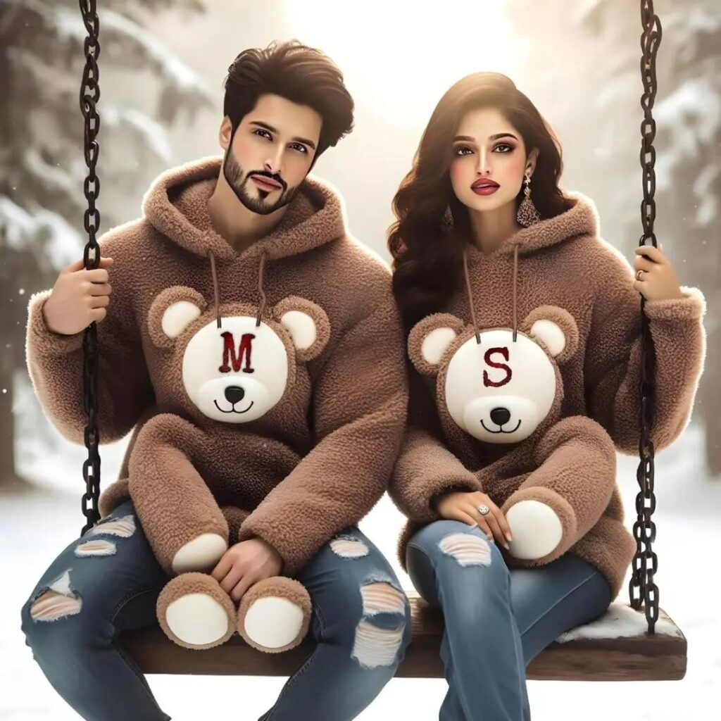 Ai-generated M and S Letter Couple DP for Boy and Girl
