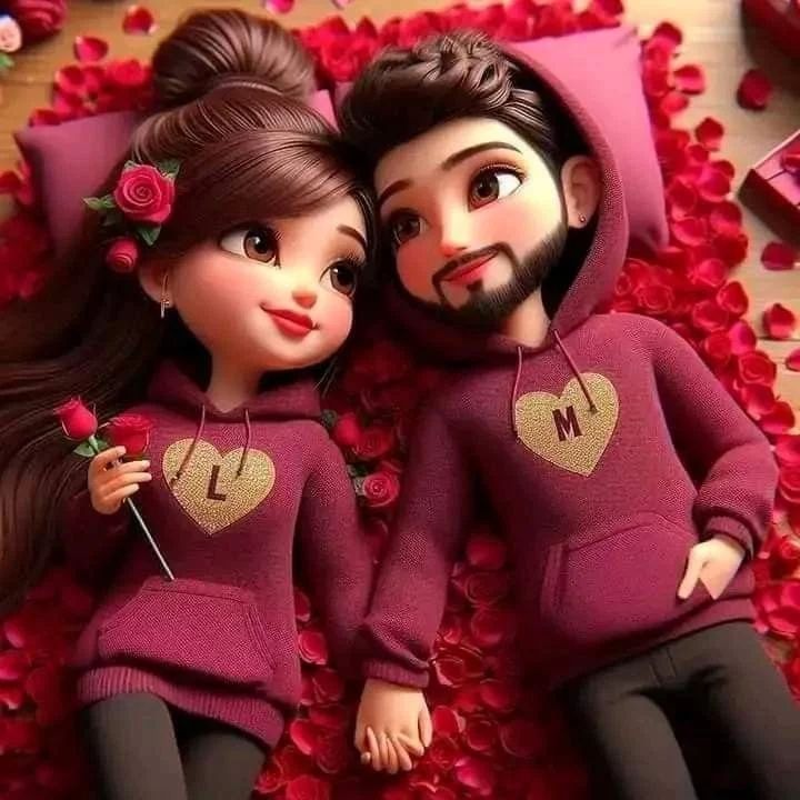 Animated L and M Name Latter Couple DP