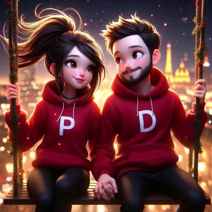 Ai-generated P and D Letter Couple DP for Boy and Girl