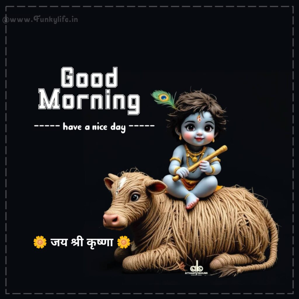 Beautiful Good Morning Image of Cute Krishna