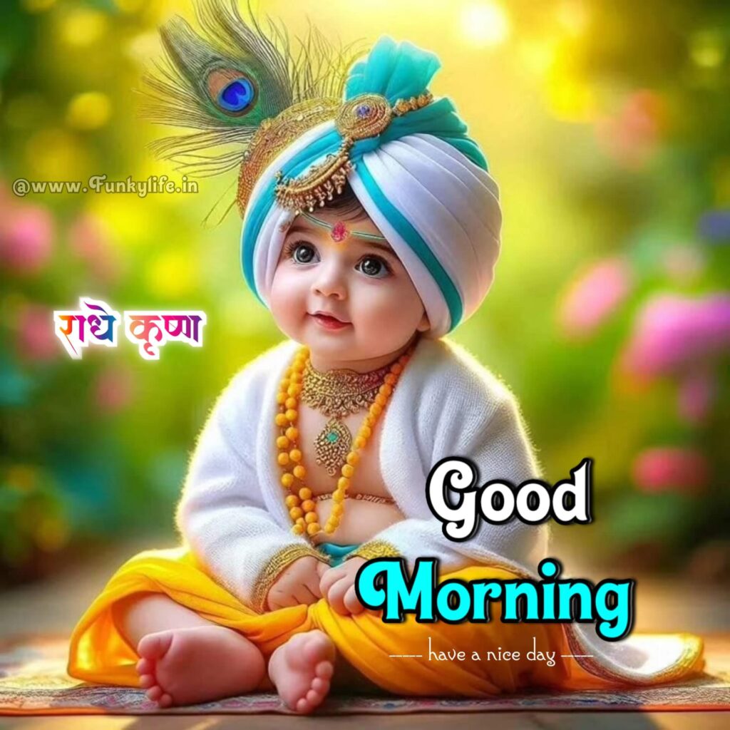 Cute Good Morning Image of Krishna