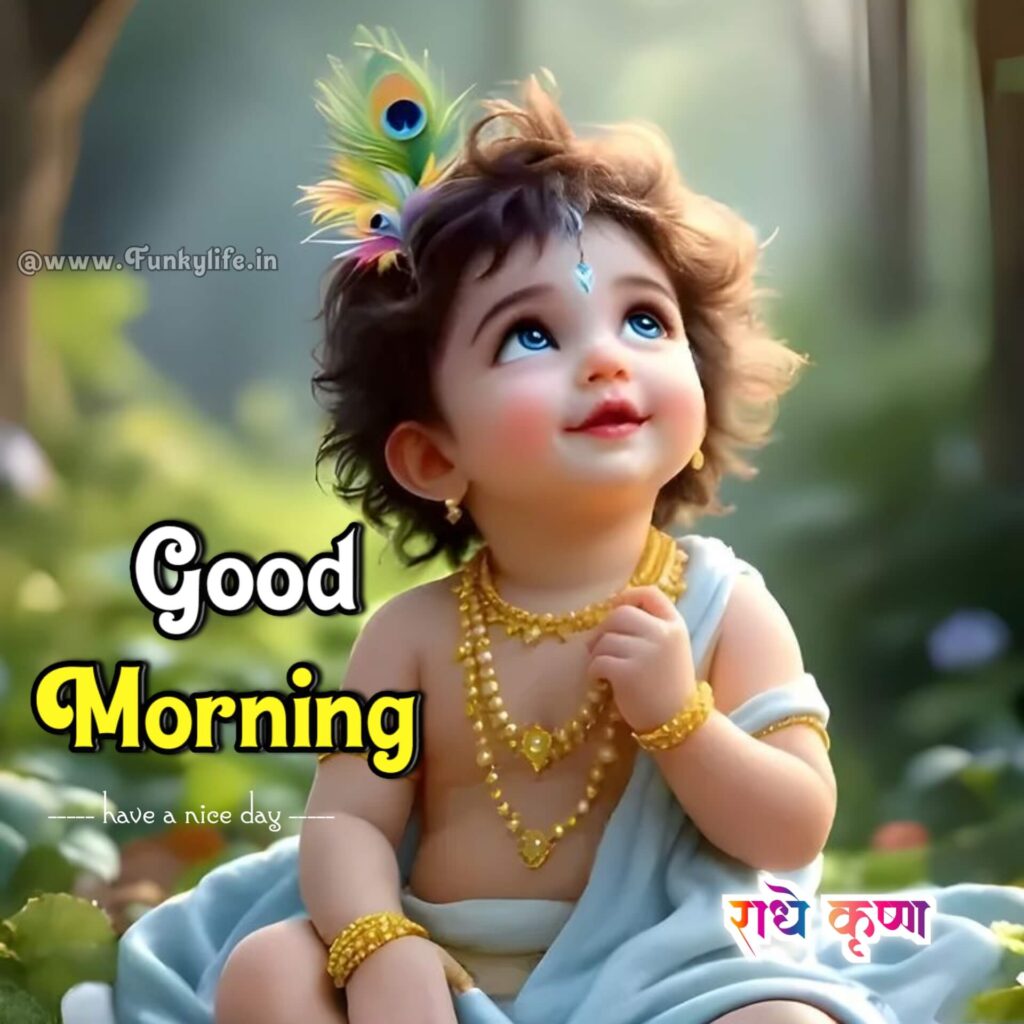 Cute Baby Krishna Good Morning Image