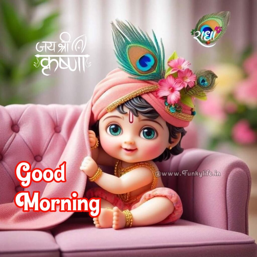 Cute Baby Krishna Good Morning Image