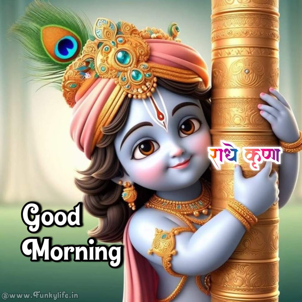 Cute Good Morning Image of Shri Krishna