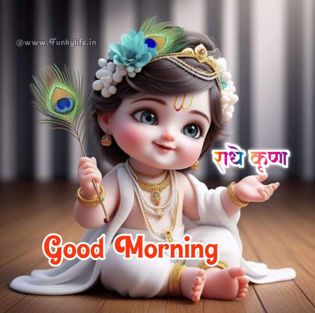 Beautiful Good Morning Image of Lord Krishna Ji