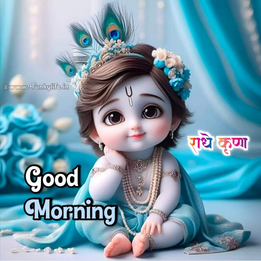 Cute Baby Krishna Good Morning Image