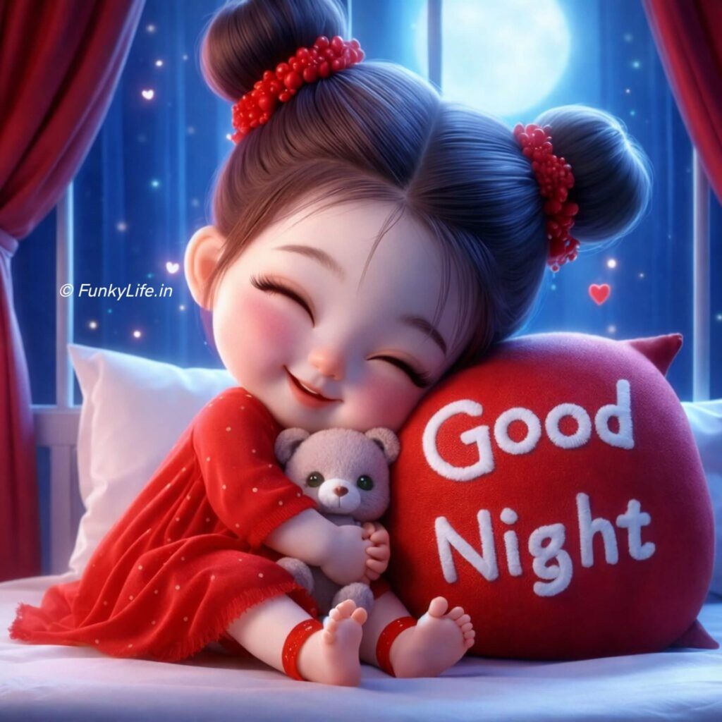 Cute Animated baby girl Good Night Image