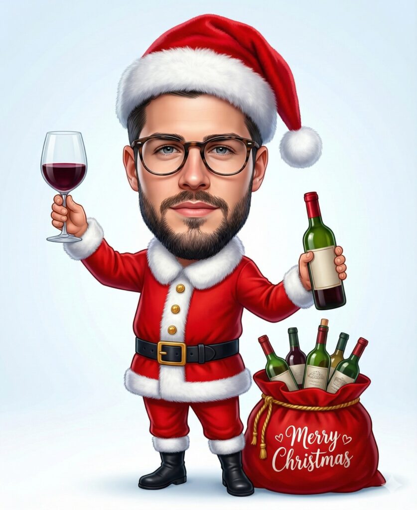 Gemini AI Generate Christmas Image of a male character in small and cartoonish body