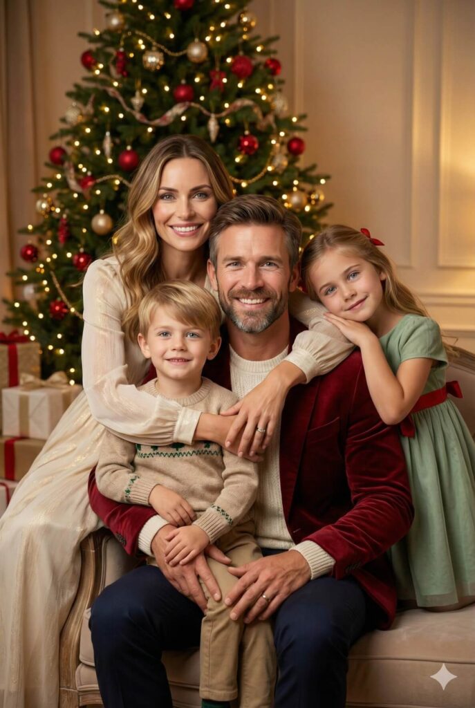 Gemini AI Generate Christmas Image of a happy family