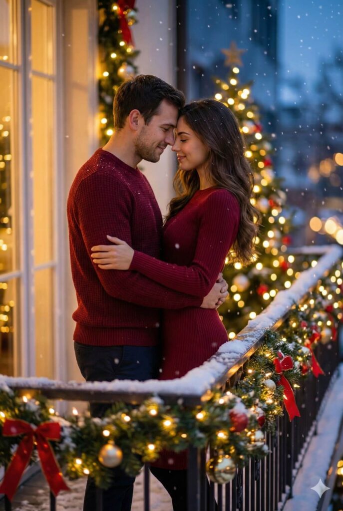 Gemini AI Generate Christmas Image of a romantic couple