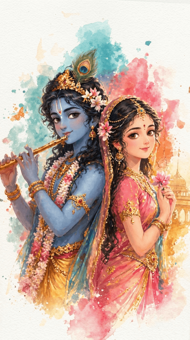 painting Radha Kishna Ji Wallpaper