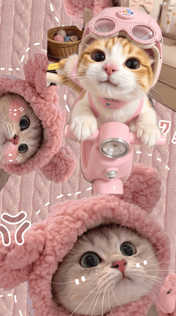 A cat wearing a pink hat, showing off a small toy. 

गुलाबी टोपी पहना हुआ बिल्ली जो की एक स्मॉल खिलौना लेकर दिखा रहा है