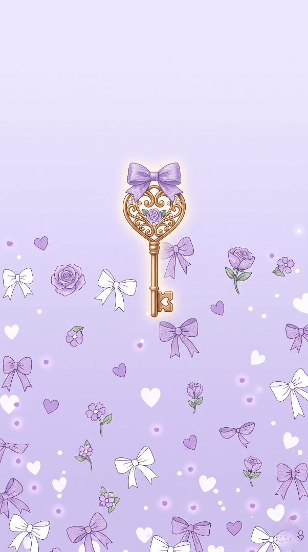 PURPLE RIBBON & GOLD KEY WALLPAPER 