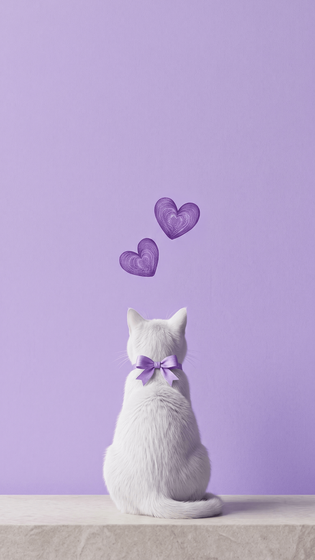 cut cat Purple Minimalist Phone Wallpaper